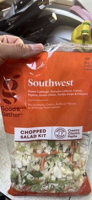 Southwest Green Cabbage, Romaine Lettuce, Carrot, Pepitas, Green Onion, Tortilla Strips & Cilantro Chopped Salad Kit With Creamy Cilantro Pepita Dressing, Southwest