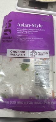 Asian-Style Savoy & Green Cabbage, Carrots, Celery, Wonton Strips, Sliced Almonds, Green Onion & Cilantro Chopped Salad Kit With Asian-Style Sesame Dressing, Asian-Style