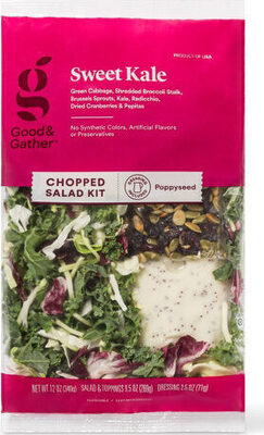 Sweet Kale Green Cabbage, Shredded Broccoli Stalk, Brussels Sprouts, Kale, Radicchio, Dried Cranberries & Pepitas Chopped Salad Kit With Poppyseed Dressing, Sweet Kale