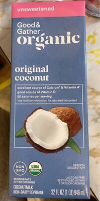 Unsweetened Organic Coconutmilk Non-Dairy Beverage, Unsweetened