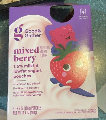 Mixed Berry Lowfat Yogurt Pouches, Mixed Berry