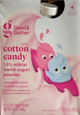 Cotton Candy Lowfat Yogurt Pouches, Cotton Candy