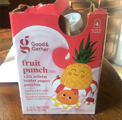 Fruit Punch Lowfat Yogurt Pouches, Fruit Punch