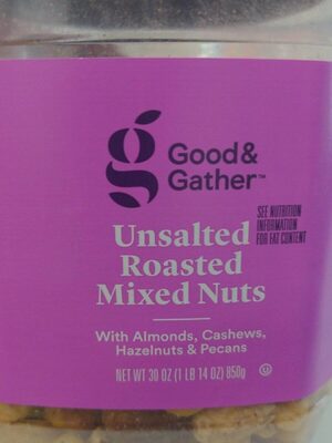 Unsalted Roasted Mixed Nuts With Almonds, Cashews, Hazelnuts & Pecans, Unsalted Roasted