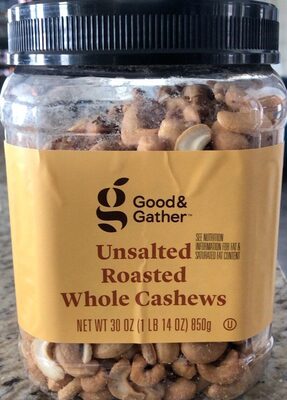 Unsalted Roasted Whole Cashews, Unsalted Roasted