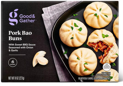 Pork Bao Buns With Sweet BBQ Sauce Seasoned With Onion & Garlic, Pork Bao