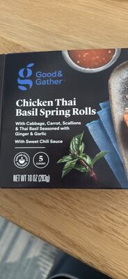 Chicken Thai Basil Spring Rolls With Cabbage, Carrot, Scallions & Thai Basil Seasoned With Ginger & Garlic With Sweet Chili Sauce, Chicken Thai Basil