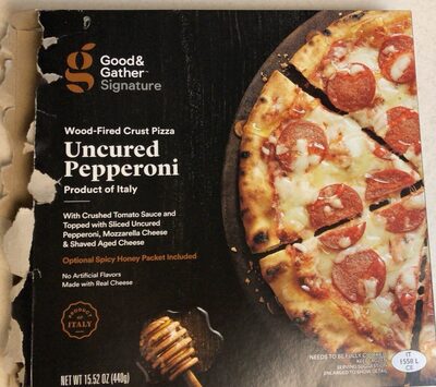 Uncured Pepperoni Wood-Fired Crust Pizza With Crushed Tomato Sauce And Mozzarella Cheese & Shaved Aged Cheese, Uncured Pepperoni