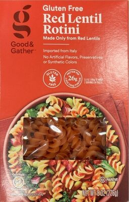 Gluten Free Red Lentil Pasta, Rotini