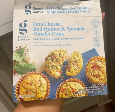 Feta Cheese, Red Quinoa & Spinach Omelet Cups With Red Bell Peppers & Parmesan Cheese, Feta Cheese, Red Quinoa & Spinach