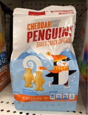 Cheddar Penguins Baked Snack Crackers, Cheddar Penguins