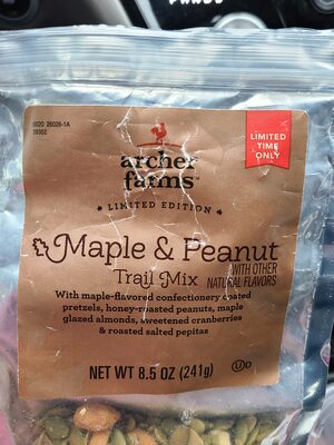 Maple & Peanut Trail Mix With Maple-Flavored Confectionery Coated Pretzels, Honey-Roasted Peanuts, Maple Glazed Almonds, Sweetened Cranberries & Roasted Salted Pepitas, Maple & Peanut
