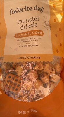 Monster Drizzle Caramel Corn With Dark Chocolate, Popcorn, Sprinkles And Pretzels, Monster Drizzle