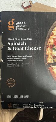 Spinach & Goat Cheese Wood-Fired Crust Pizza With Tomato Sauce And Topped With Sliced Goat Cheese, Tomatoes & Spinach, Spinach & Goat Cheese