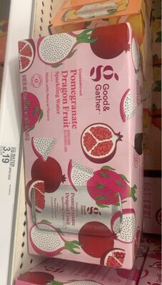 Unsweetened Pomegranate Dragon Fruit Sparkling Water, Unsweetened Pomegranate Dragon Fruit