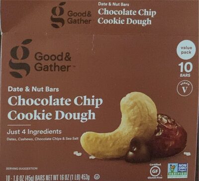 Chocolate Chip Cookie Dough Date & Nut Bars, Chocolate Chip Cookie Dough