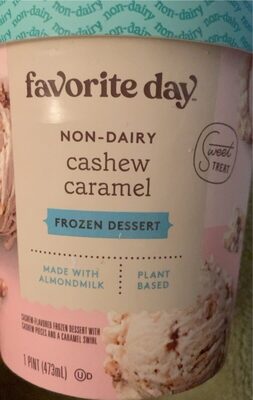 Cashew Caramel Cashew-Flavored Non-Dairy Frozen Dessert With Cashew Pieces And A Caramel Swirl, Cashew Caramel