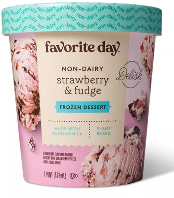 Strawberry & Fudge Strawberry-Flavored Non-Dairy Frozen Dessert With Strawberry Pieces And A Fudge Swirl, Strawberry & Fudge