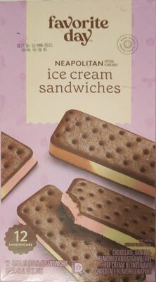 Neapolitan Chocolate, Vanilla-Flavored And Strawberry Ice Cream Sandwiches Between Two Chocolate-Flavored Wafers, Neapolitan