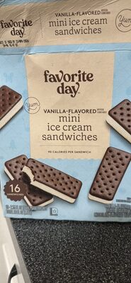Vanilla-Flavored Mini Ice Cream Sandwiches Between Two Chocolate-Flavored Wafers, Vanilla