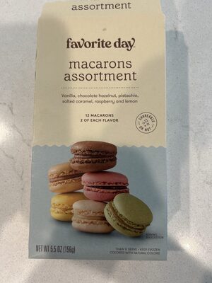 Macarons Assortment, Vanilla, Chocolate Hazelnut, Pistachio, Salted Caramel, Raspberry And Lemon