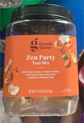 Zen Party Trail Mix With Rice Crackers, Sesame Sticks, Fried Green Peas, Almonds, Cashews & Wasabi Peas, Zen Party