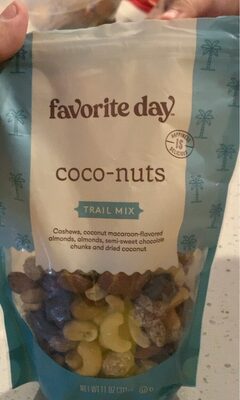 Coco-Nuts Cashews, Coconut Macaroon-Flavored Almonds, Almonds, Semi-Sweet Chocolate Chunks And Dried Coconut Trail Mix, Coco-Nuts