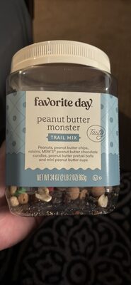 Peanut Butter Monster Peanuts, Peanut Butter Chips, Raisins, M&M's Peanut Butter Chocolate Candies, Peanut Butter Pretzel Balls And Mini Peanut Butter Cups Trail Mix, Peanut Butter Monster