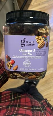 Omega-3 Trail Mix With Dried Sweetened Cranberries, Almonds, Raw Walnut Pieces, Pepitas & Raw Pecan Halves, Omega-3