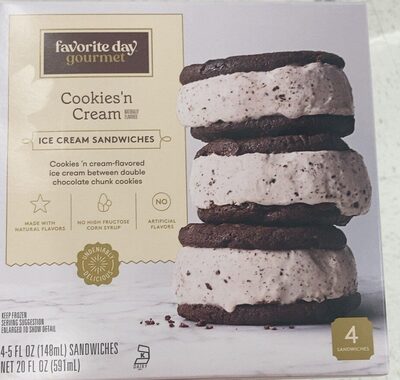 Cookies 'N Cream-Flavored Ice Cream Sandwiches Between Double Chocolate Chunk Cookies, Cookies 'N Cream