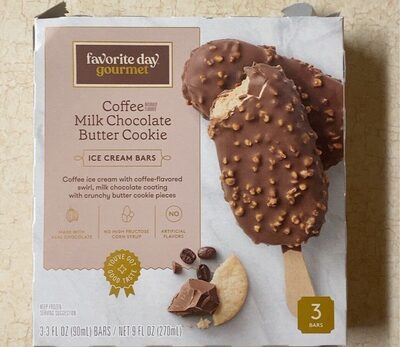 Coffee Milk Chocolate Butter Cookie Coffee Ice Cream Bars With Coffee-Flavored Swirl, Milk Chocolate Coating With Crunchy Butter Cookie Pieces, Coffee Milk Chocolate Butter Cookie