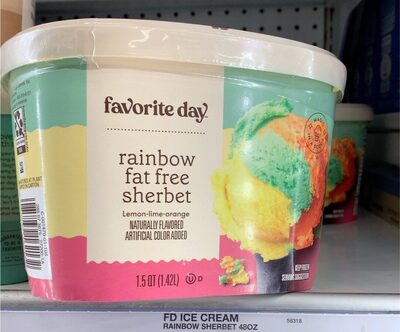 Rainbow Lemon-Lime-Orange Fat Free Sherbet, Rainbow