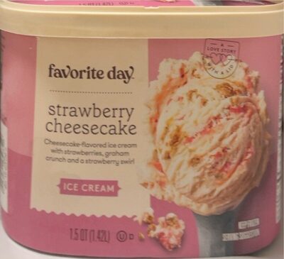 Strawberry Cheesecake-Flavored Ice Cream With Strawberries, Graham Crunch And A Strawberry Swirl, Strawberry Cheesecake