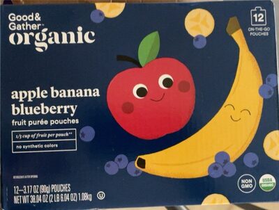 Apple Banana Blueberry Fruit Puree Pouches, Apple Banana Blueberry