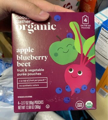 Apple Blueberry Beet Fruit & Vegetable Puree Pouches, Apple Blueberry Beet