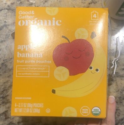 Apple Banana Fruit Puree Pouches, Apple Banana