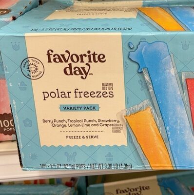 Polar Freezes Flavored Iced Pops Variety Pack, Berry Punch, Tropical Punch, Strawberry, Orange, Lemon-Lime, Grape