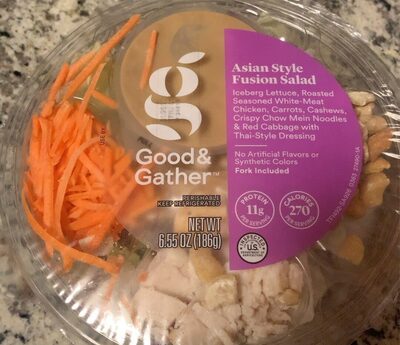 Asian-Style Iceberg Lettuce, Roasted Seasoned White-Meat Chicken, Carrots, Cashews, Crispy Chow Mein Noodles & Red Cabbage With Thai-Style Dressing Fusion Salad, Asian-Style