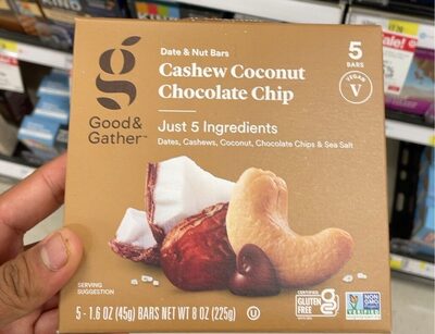 Cashew Coconut Chocolate Chip Date & Nut Bars, Cashew Coconut Chocolate Chip