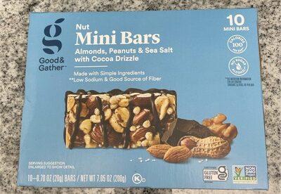 Nut Almonds, Peanuts & Sea Salt With Cocoa Drizzle Mini Bars, Nut