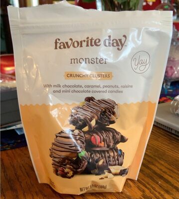 Monster Crunchy Clusters With Milk Chocolate, Caramel, Peanuts, Raisins And Mini Chocolate Covered Candies, Monster