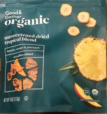 Unsweetened Tropical Dried Banana, Mango & Pineapple Blend, Unsweetened Tropical