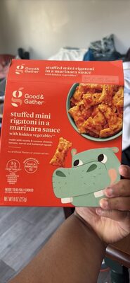 Stuffed Mini Rigatoni In A Marinara Sauce With Hidden Vegetables Made With Ricotta & Romano Cheeses, Tomato, Carrot And Butternut Squash, Stuffed In A Marinara Sauce With Hidden Vegetables