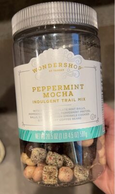 Peppermint Mocha Indulgent Trail Mix With Dark Chocolate Mint Balls, Peppermint Almonds, Peppermint Pretzel Balls, Red And Green Sprinkle Cookies & Peppermint Coffee Beans, Peppermint Mocha