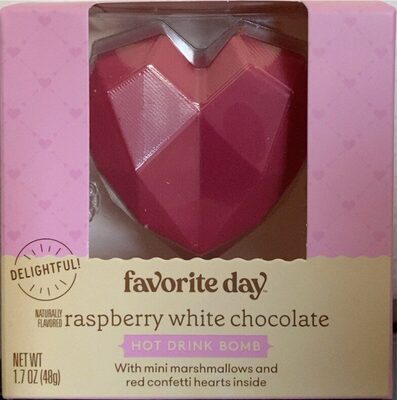 Raspberry Hot Drink Bomb Filled With Mini Marshmallows And Heart Sprinkles, Raspberry