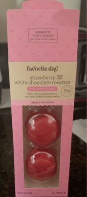 Strawberry White Chocolate Rosettes Hot Drink Bombs With Mini Marshmallows And Red Confetti Hearts Inside, Strawberry White Chocolate Rosettes