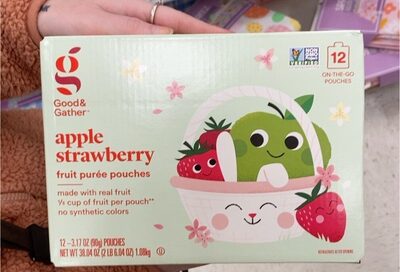 Apple Strawberry Fruit Puree Pouches, Apple Strawberry