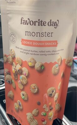 Monster Cookie Dough Snacks With Peanut Butter, Rolled Oats, Chocolate Chips, And Bright Rainbow Candy-Coated Chips, Monster