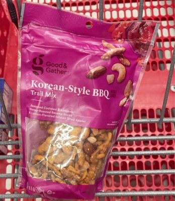 Korean-Style BBQ Seasoned Cashews & Almonds, Honey-Roasted Sesame Sticks & Lemon-Flavored Infused Dried Apples Trail Mix, Korean-Style BBQ