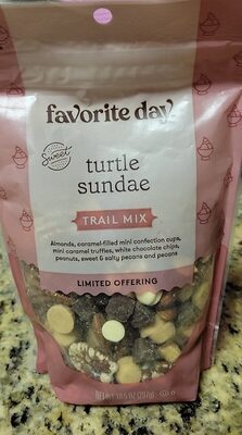 Turtle Sundae Almonds, Caramel-Filled Mini Confection Cups, Mini Caramel Truffles, White Chocolate Chips, Peanuts, Sweet & Salty Pecans And Pecans Trail Mix, Turtle Sundae